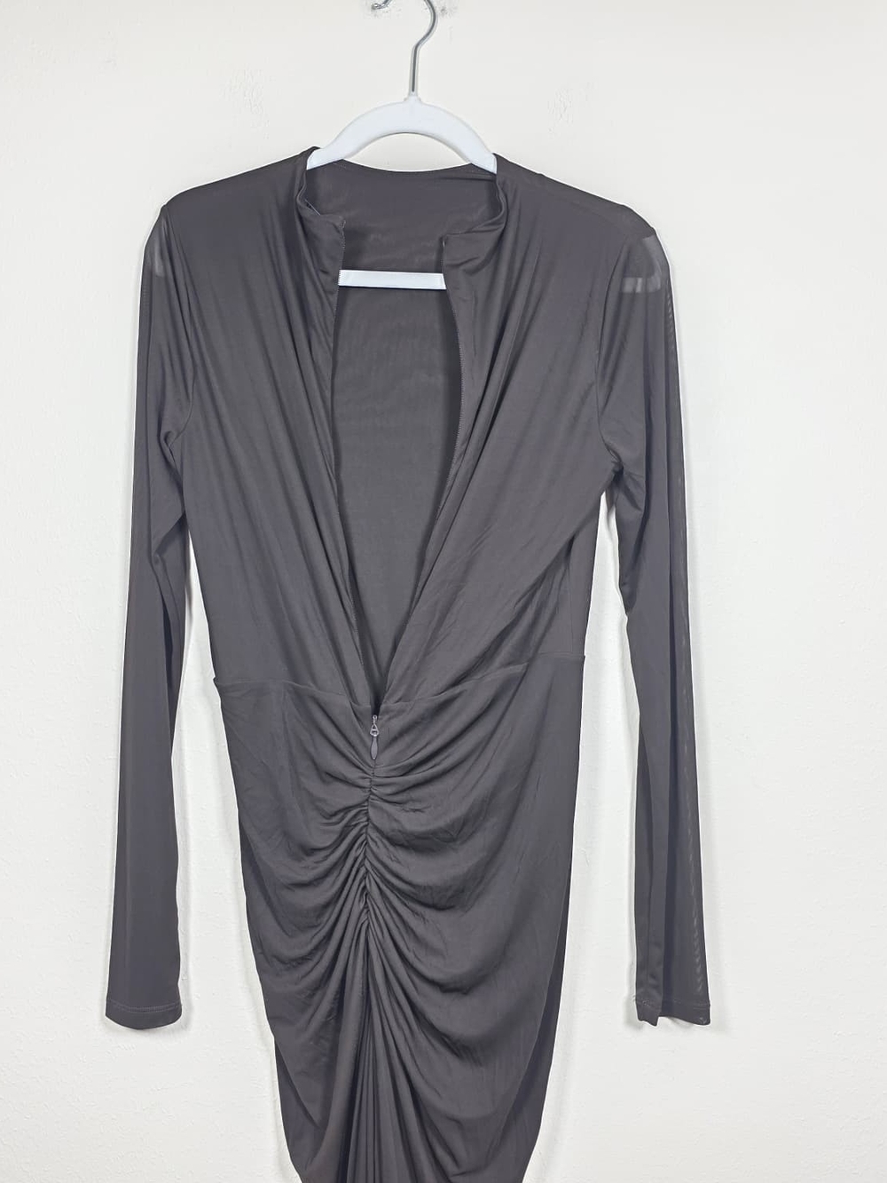 RONNY KOBO MOCK NECK RUCHED DRESS SIZE L MSRP $425 - Picture 7 of 13